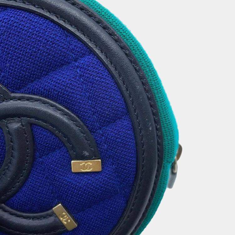 Pre Owned Chanel Filigree Round Quilted Caviar Mini Clutch with Chain 