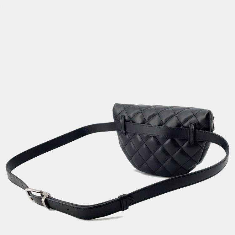 Pre Owned Chanel Black Lambskin Quilted Waist Belt Bag 