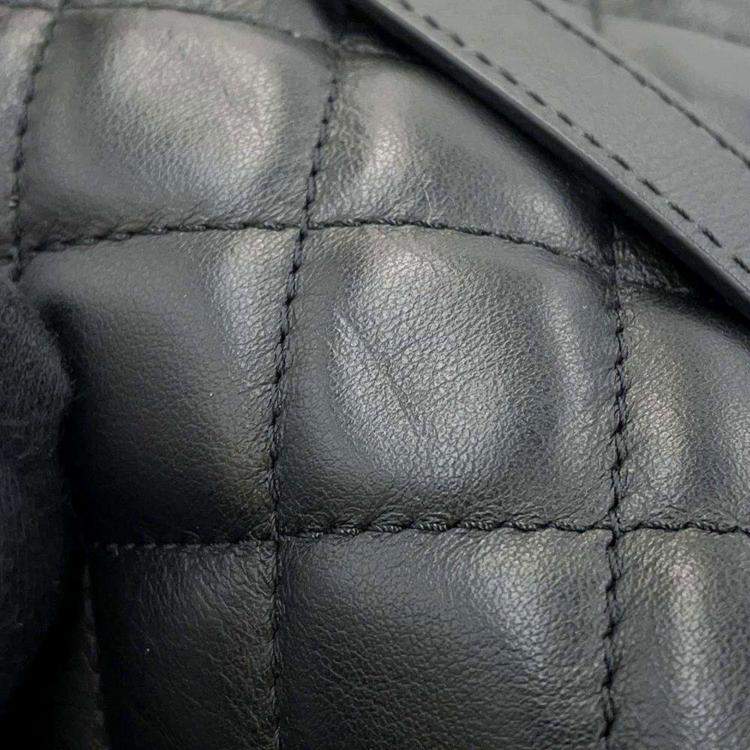 Pre Owned Chanel Black Lambskin Quilted Waist Belt Bag 