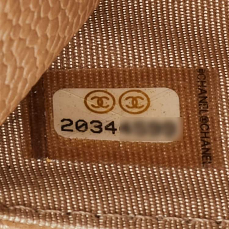 Pre Owned Chanel Beige Quilted Caviar Leather CC Wallet On Chain