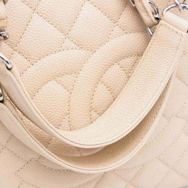 Pre Owned Chanel Beige Caviar Grand Shopping Tote