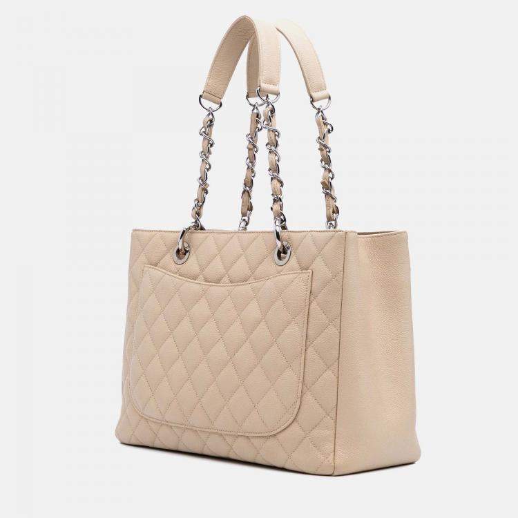 Pre Owned Chanel Beige Caviar Grand Shopping Tote