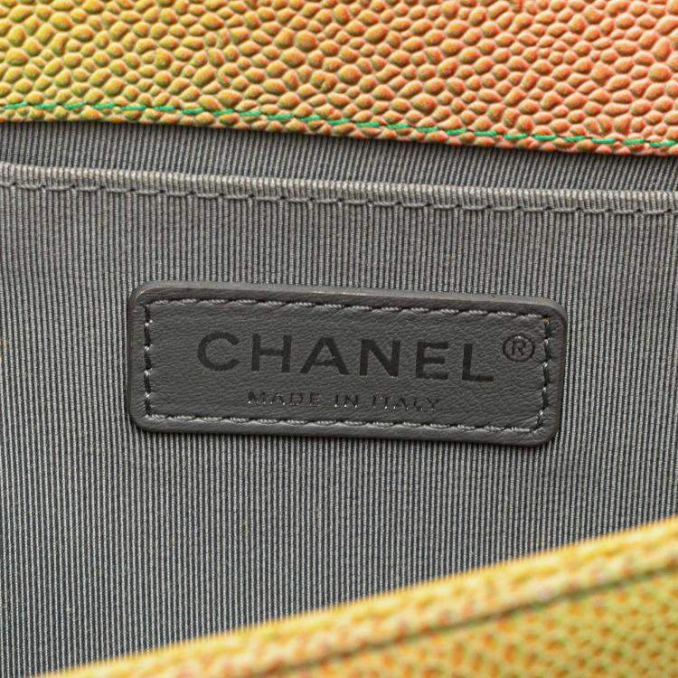 Pre Owned Chanel Multicolor Old Medium Quilted Caviar Rainbow Boy Flap