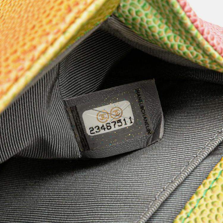 Pre Owned Chanel Multicolor Old Medium Quilted Caviar Rainbow Boy Flap