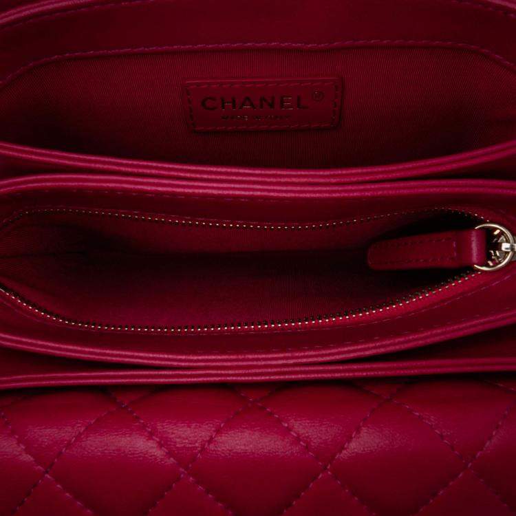 Pre Owned Chanel Pink Small Quilted Lambskin Citizen Chic Flap