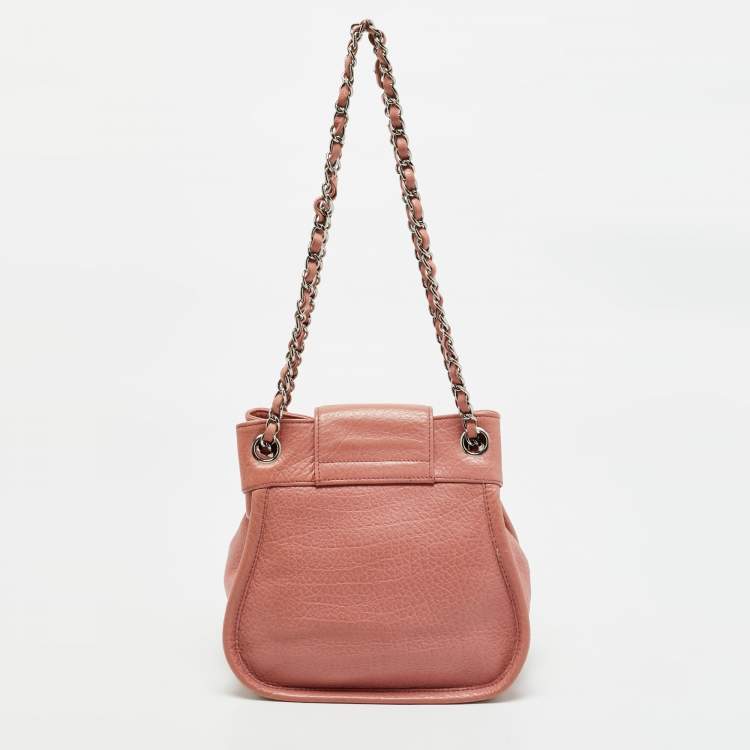 Pre Owned Chanel Coral Pink Leather Mademoiselle Flap Bag