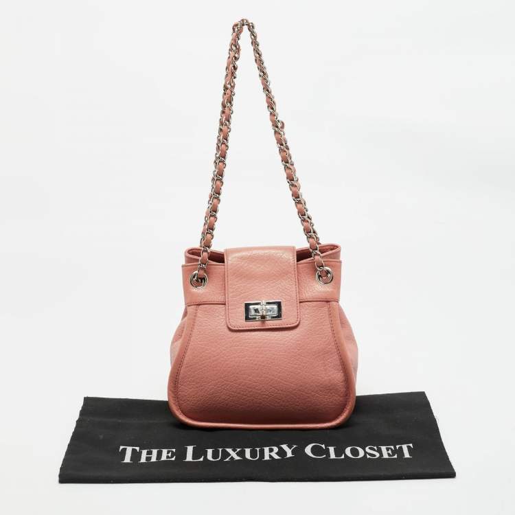 Pre Owned Chanel Coral Pink Leather Mademoiselle Flap Bag