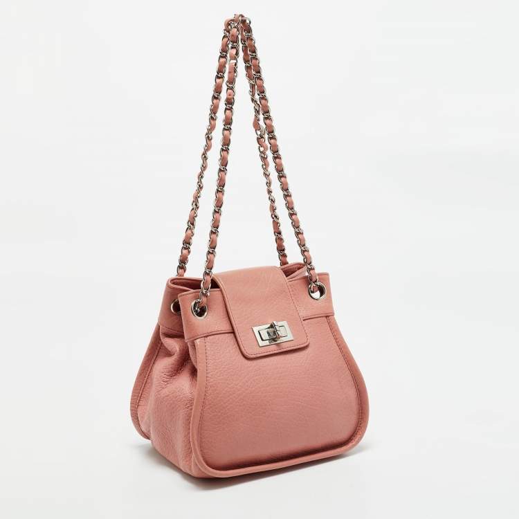 Pre Owned Chanel Coral Pink Leather Mademoiselle Flap Bag