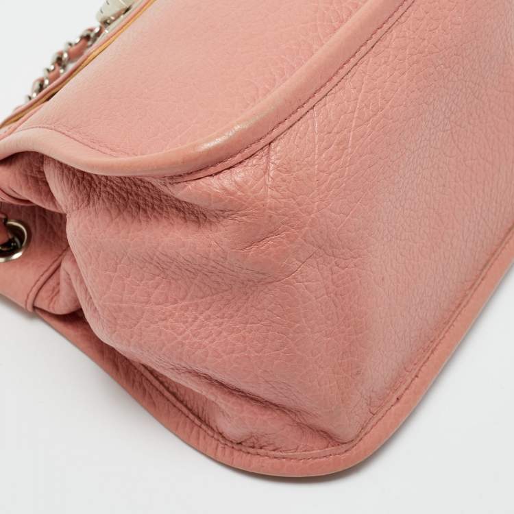 Pre Owned Chanel Coral Pink Leather Mademoiselle Flap Bag