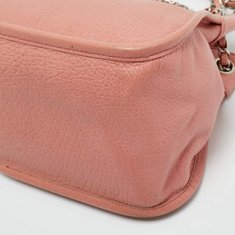 Pre Owned Chanel Coral Pink Leather Mademoiselle Flap Bag