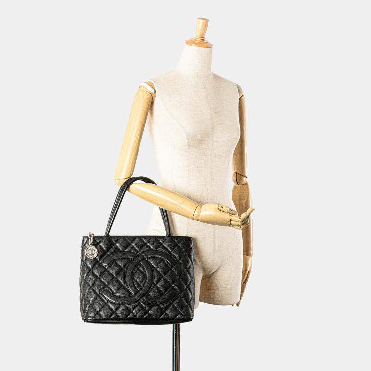 Pre Owned Chanel Black Caviar Medallion Tote