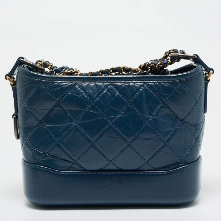 Pre Owned Chanel Blue Quilted Leather Small Gabrielle Shoulder Bag