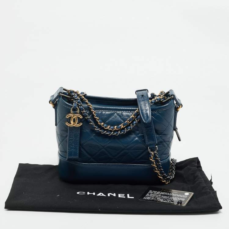 Pre Owned Chanel Blue Quilted Leather Small Gabrielle Shoulder Bag