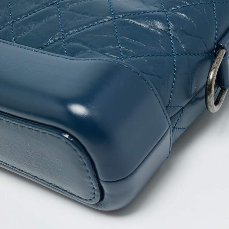 Pre Owned Chanel Blue Quilted Leather Small Gabrielle Shoulder Bag