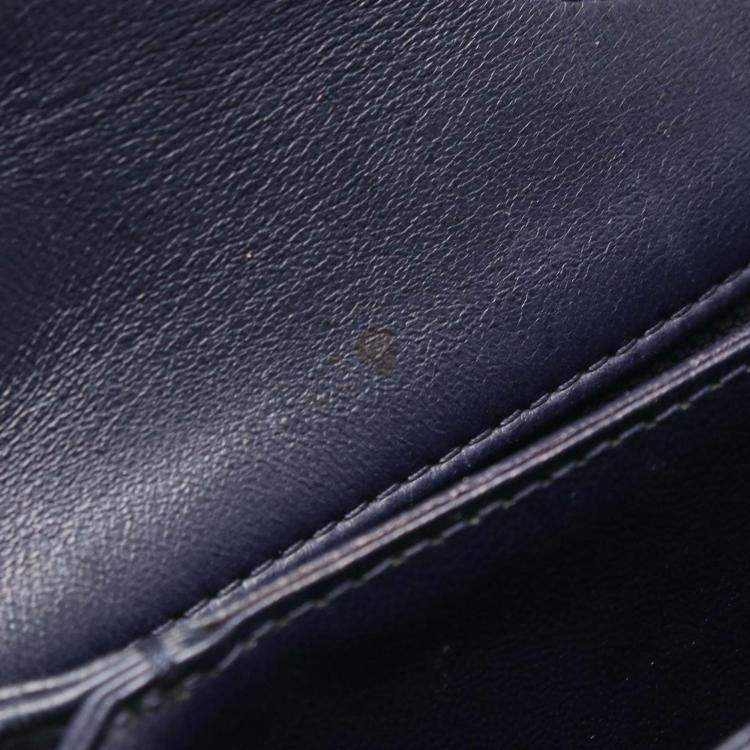 Pre Owned Chanel Navy Blue CC Quilted Lambskin Pushlock Single Flap