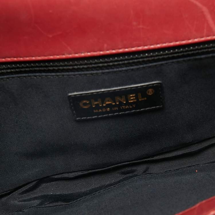 Pre Owned Chanel Red Leather Boy Clutch