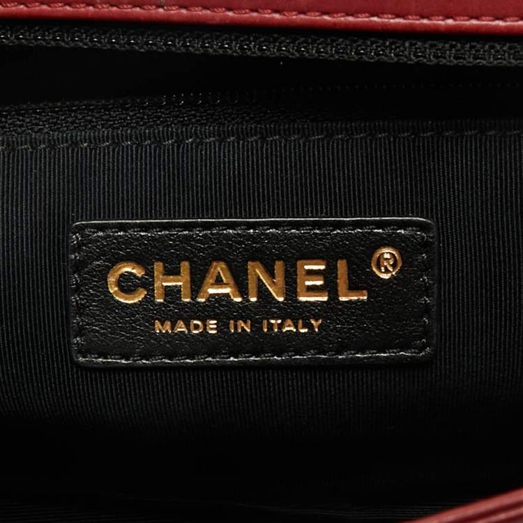 Pre Owned Chanel Red Leather Boy Clutch