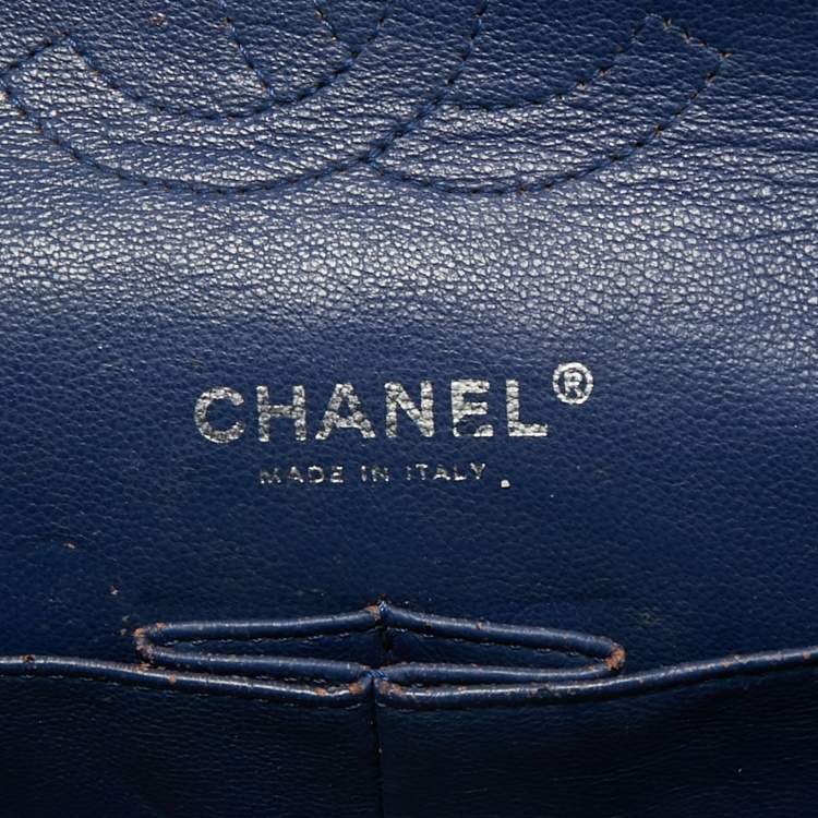 Pre Owned Chanel Dark Blue Quilted Leather Medium Classic Double Flap Bag