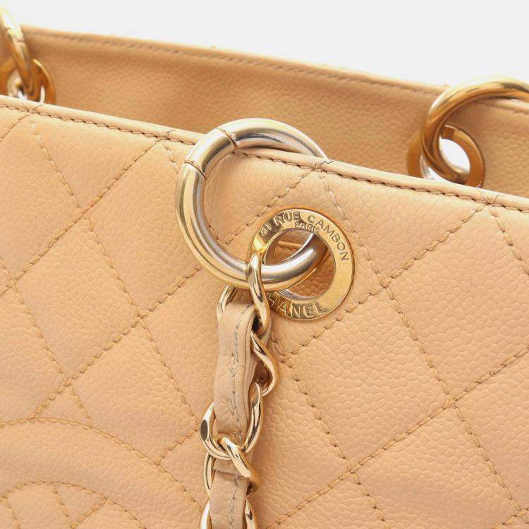 Pre Owned Chanel Beige Caviar Grand Shopping Tote