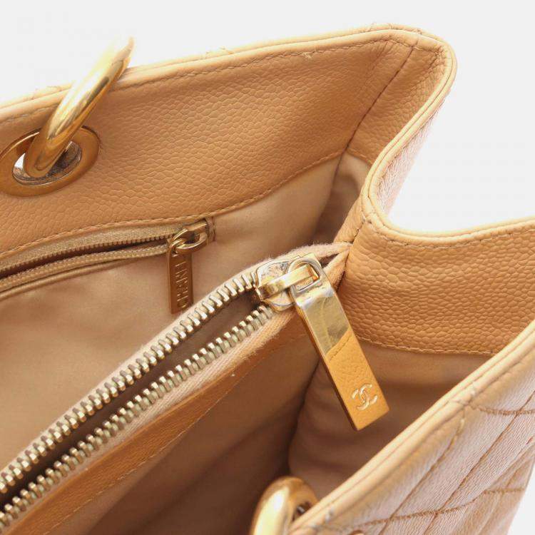 Pre Owned Chanel Beige Caviar Grand Shopping Tote