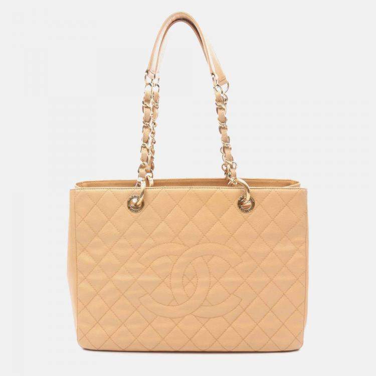Pre Owned Chanel Beige Caviar Grand Shopping Tote