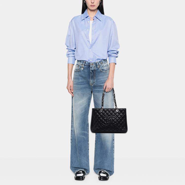 Pre Owned Chanel Black Caviar Grand Shopping Tote