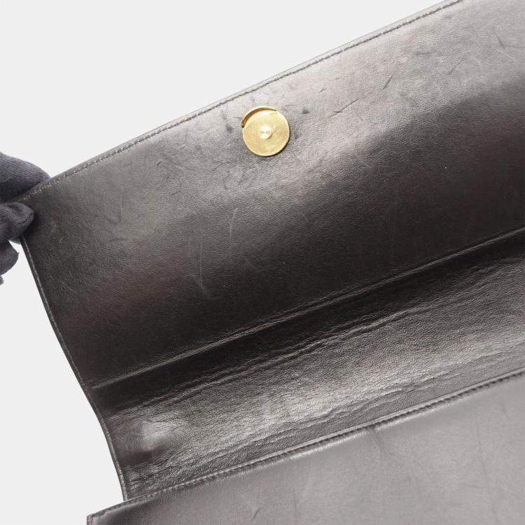 Pre Owned Chanel Black Lambskin Chain Shoulder Bag