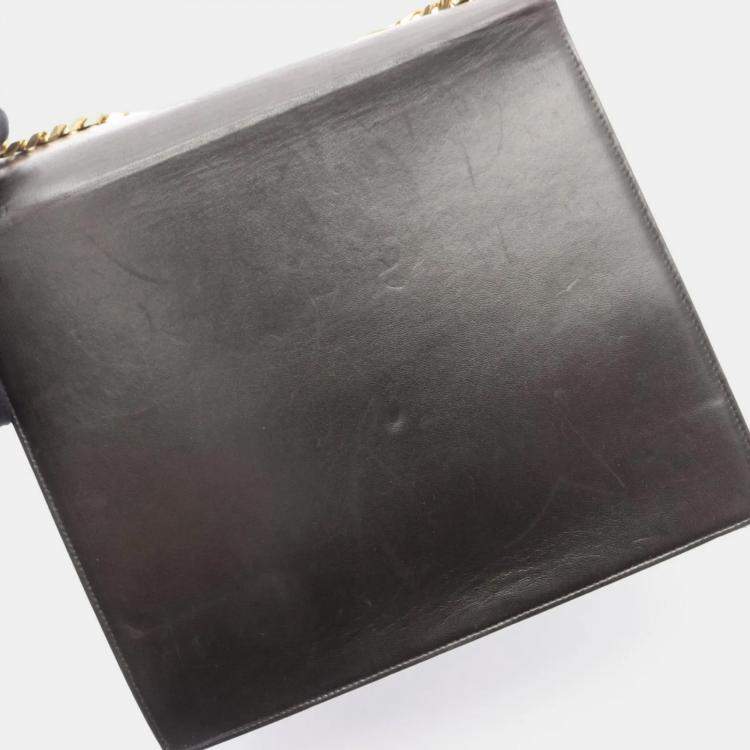 Pre Owned Chanel Black Lambskin Chain Shoulder Bag
