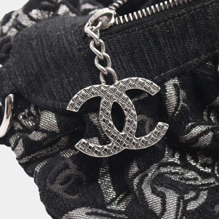 Pre Owned Chanel Black Fabric Printed Shoulder Bag