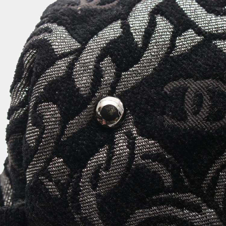 Pre Owned Chanel Black Fabric Printed Shoulder Bag