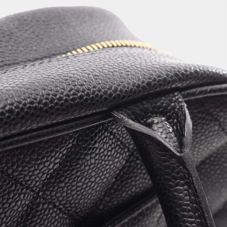 Pre Owned Chanel CC Black Grained Calfskin Bowling Bag