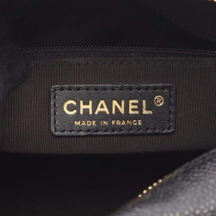 Pre Owned Chanel CC Black Grained Calfskin Bowling Bag