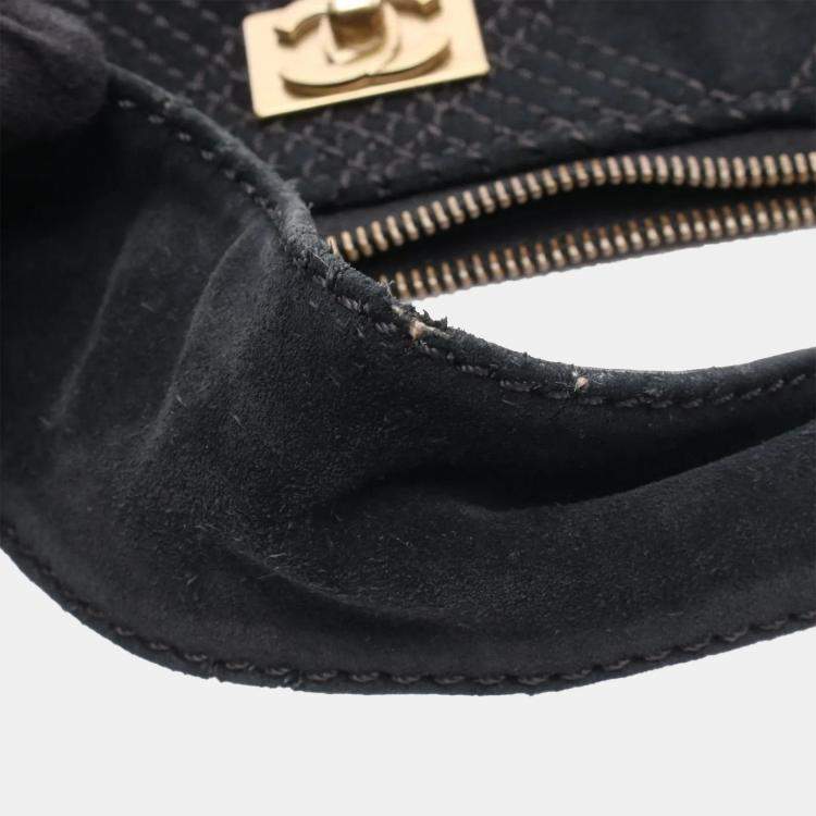 Pre Owned Chanel CC Tassel Black Suede Shoulder Bag
