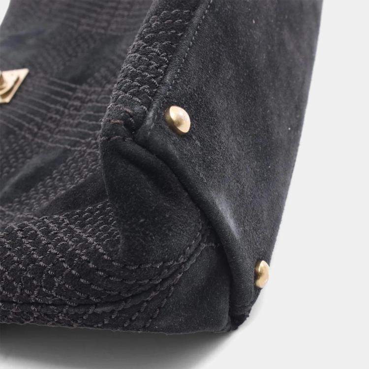 Pre Owned Chanel CC Tassel Black Suede Shoulder Bag