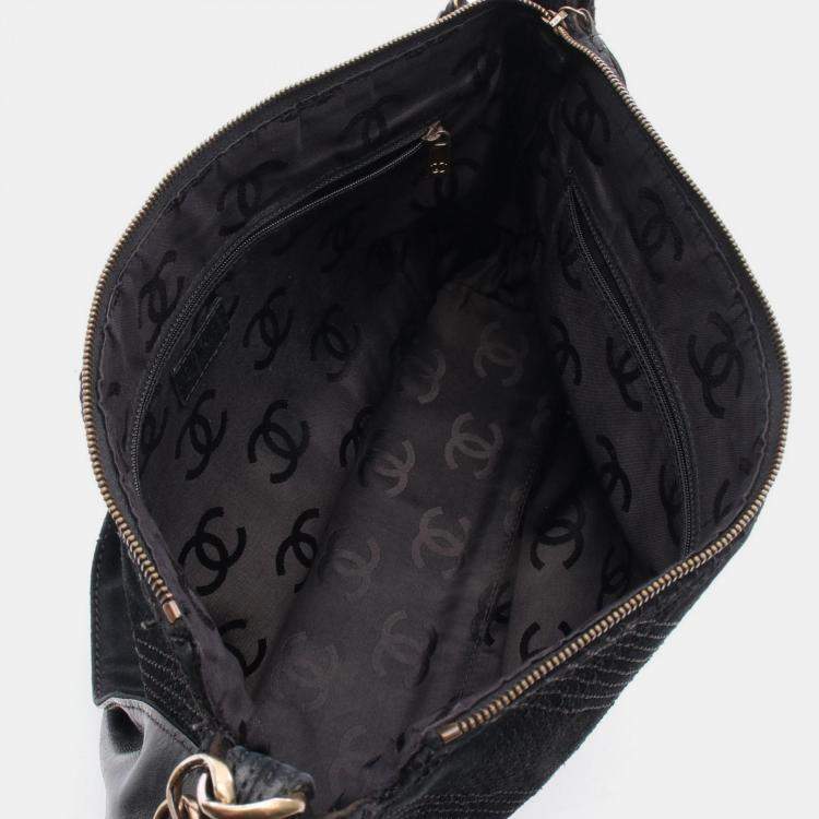 Pre Owned Chanel CC Tassel Black Suede Shoulder Bag