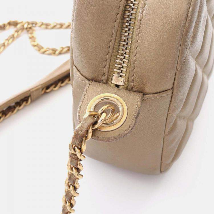 Pre Owned Chanel Diamond CC Quilted Lambskin Small Camera Case Bag 