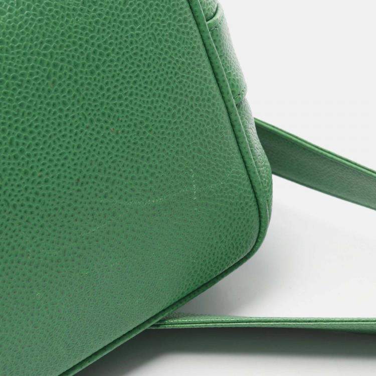 Pre Owned Chanel CC Green Caviar Leather Bucket Bag 