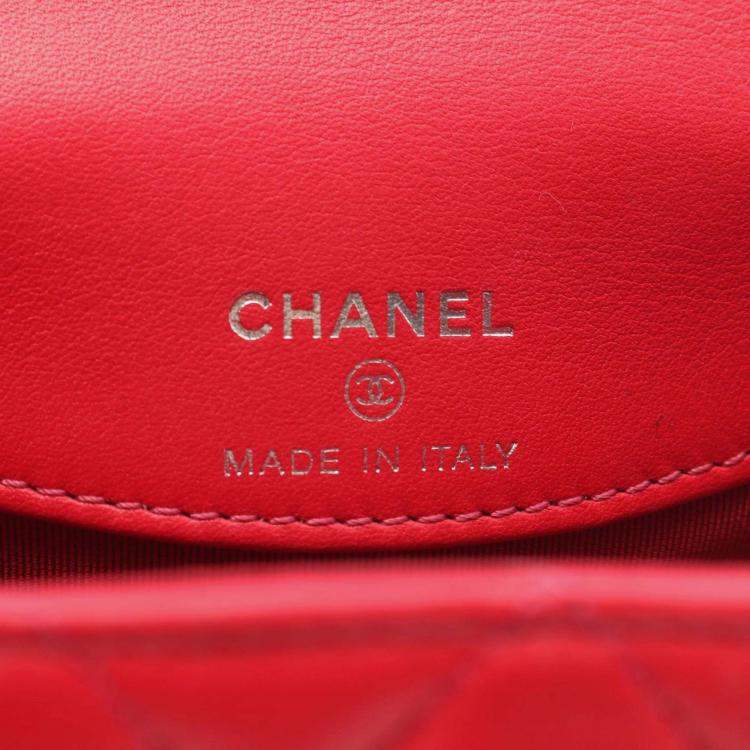Pre Owned Chanel Vanity Case Red Leather Shoulder Bag