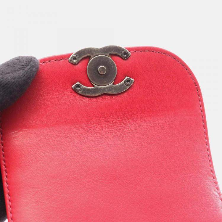 Pre Owned Chanel Vanity Case Red Leather Shoulder Bag