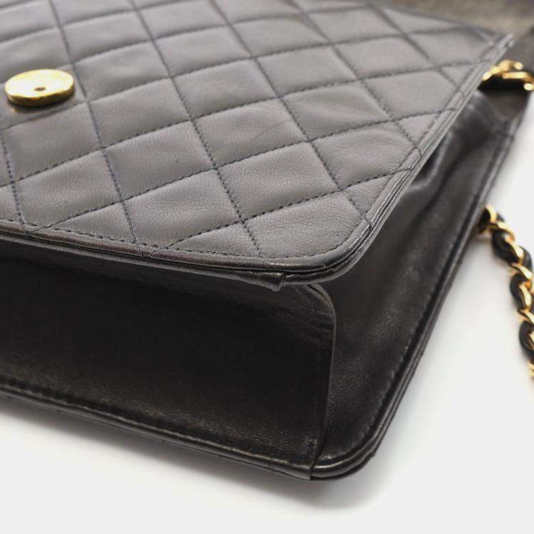 Pre Owned Chanel Single Flap Black Leather CC Shoulder Bag