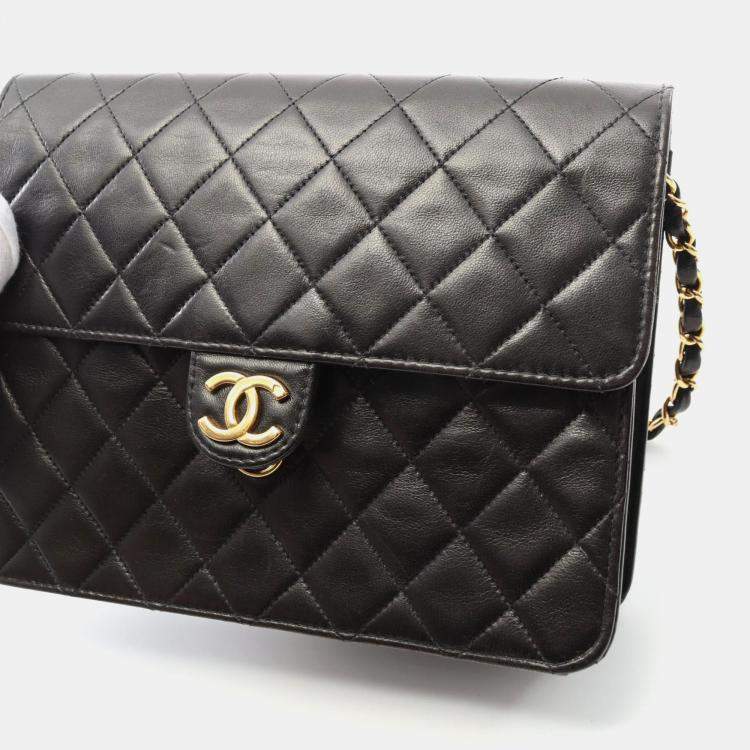 Pre Owned Chanel Single Flap Black Leather CC Shoulder Bag