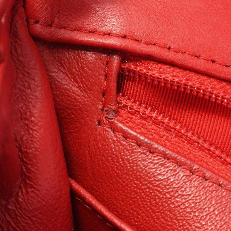 Pre Owned Chanel Mini Red Lambskin Chain Shoulder Bag
