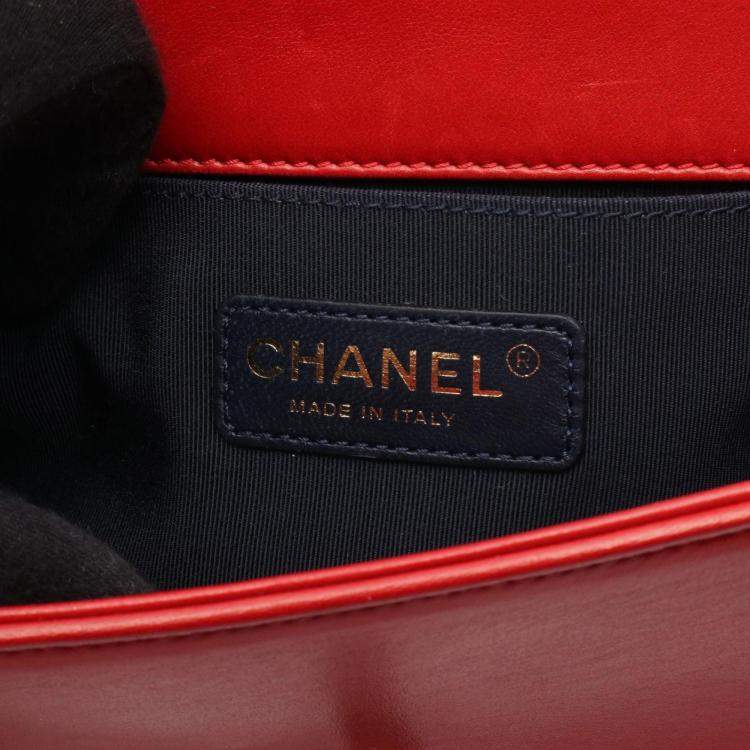 Pre Owned Chanel Boy Small Multicolor Canvas Shoulder Bag