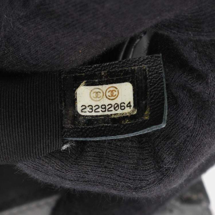 Pre Owned Chanel Boy Gray Fabric Leather Chain Shoulder Bag
