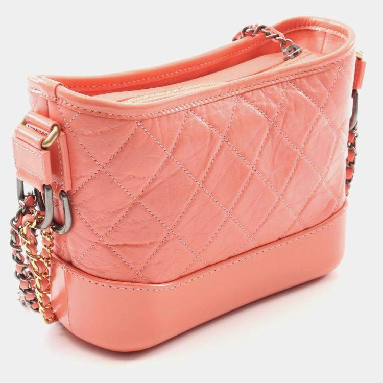 Pre Owned Chanel Gabrielle Small Orange Leather Hobo Bag