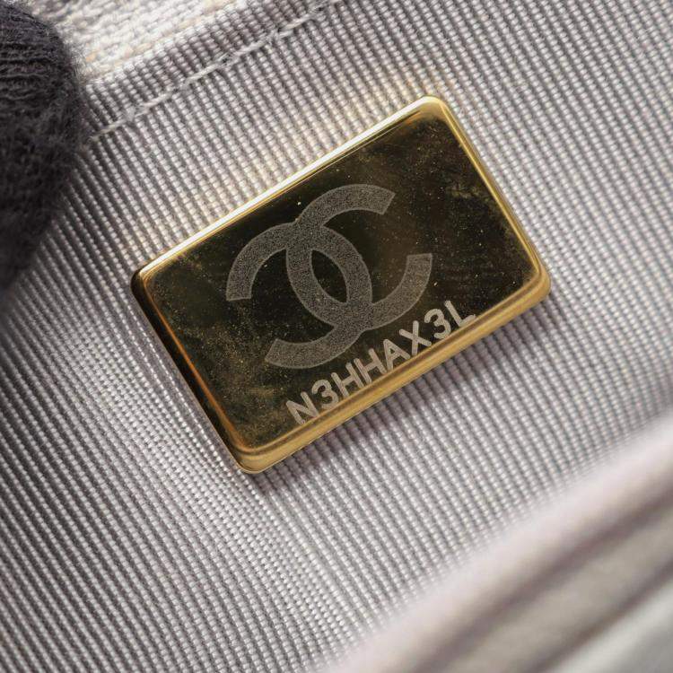 Pre Owned Chanel Classic Gray Leather Wallet on Chain