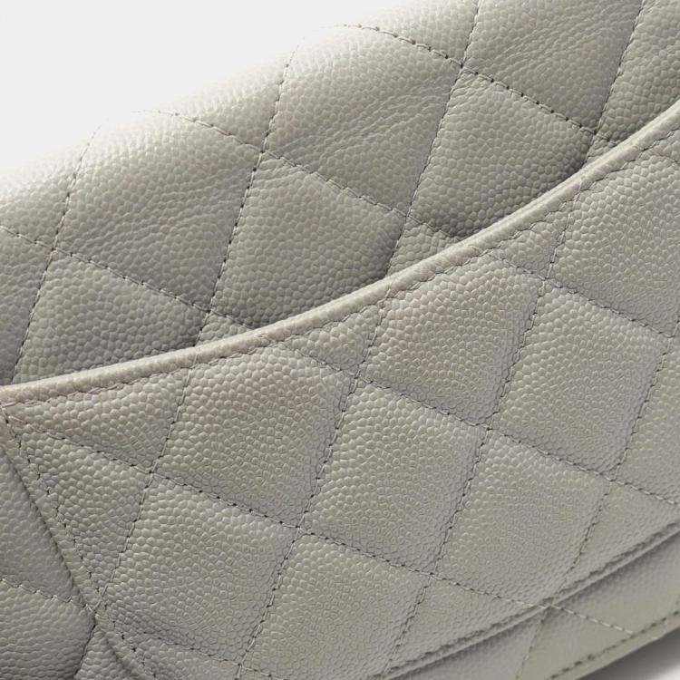 Pre Owned Chanel Classic Gray Leather Wallet on Chain