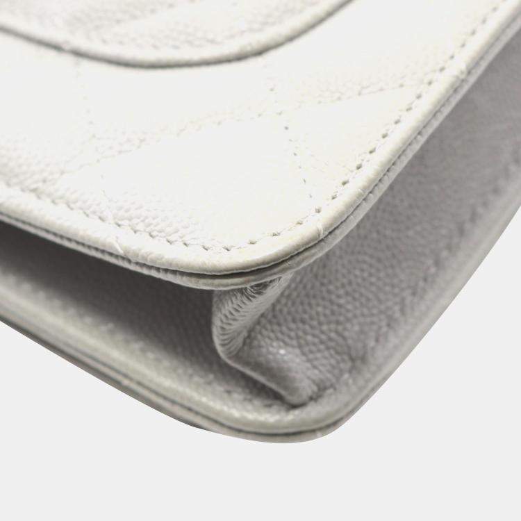 Pre Owned Chanel Classic Gray Leather Wallet on Chain