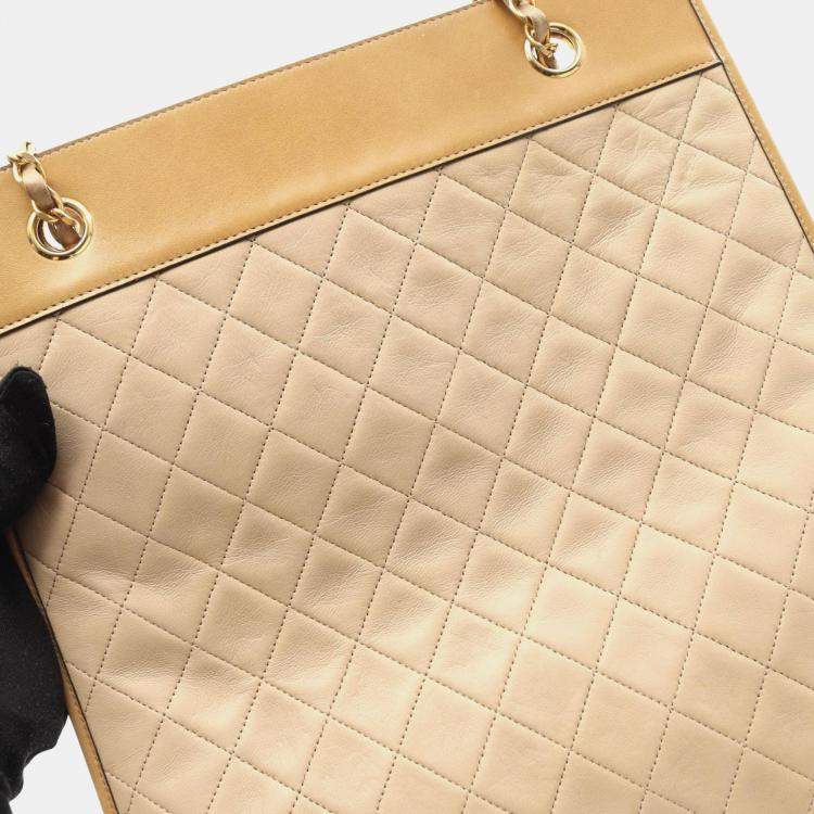 Pre Owned Chanel CC Beige Lambskin Tote Bag