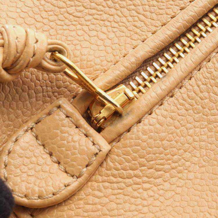 Pre Owned Chanel Coco Mark Tote Chain Shoulder Bag Calf Leather Beige Ghw